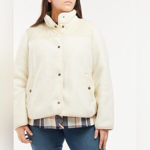 Style & Co Cream Teddy Jacket with Collared Neckline and Boxy Fit